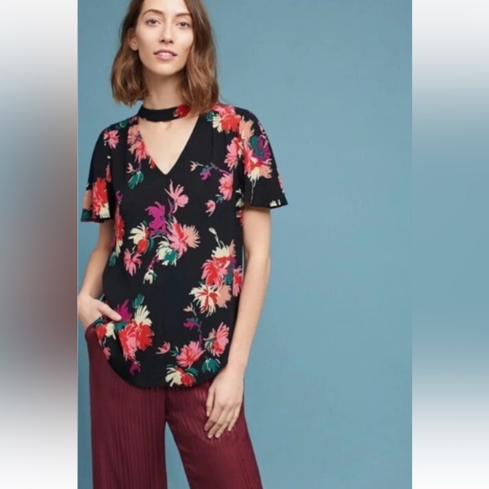 ANTHROPOLOGIE MAEVE ‘Bella’ Choker Floral Top